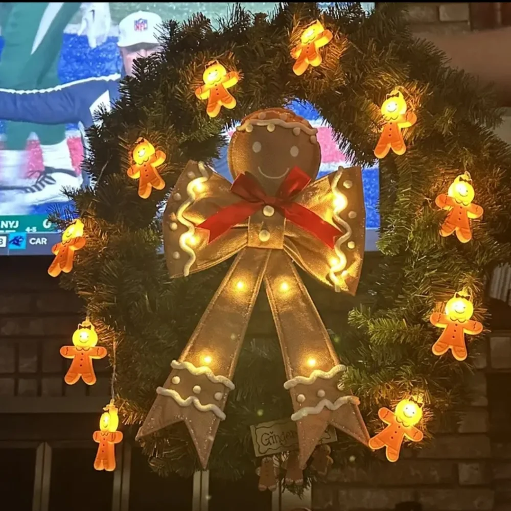 COPY - New Gingerbread Man Woman String Of 10 LED Lights Battery Operated.